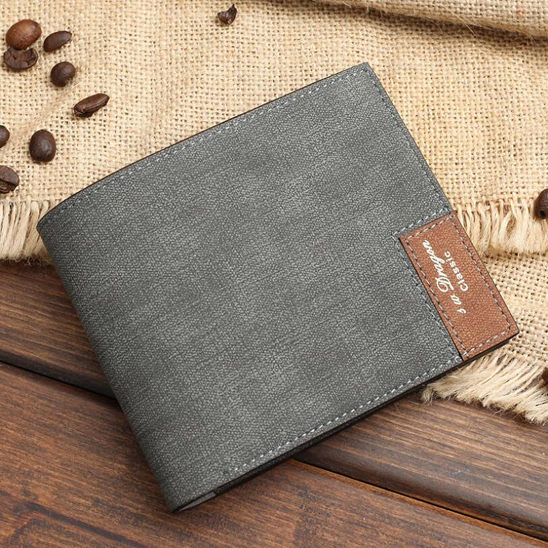 

Men Wallet Mini Compact Thin Handbag Canvas Pattern Short Purse Wallets&Purses Leisure Business PU Leather Wallet