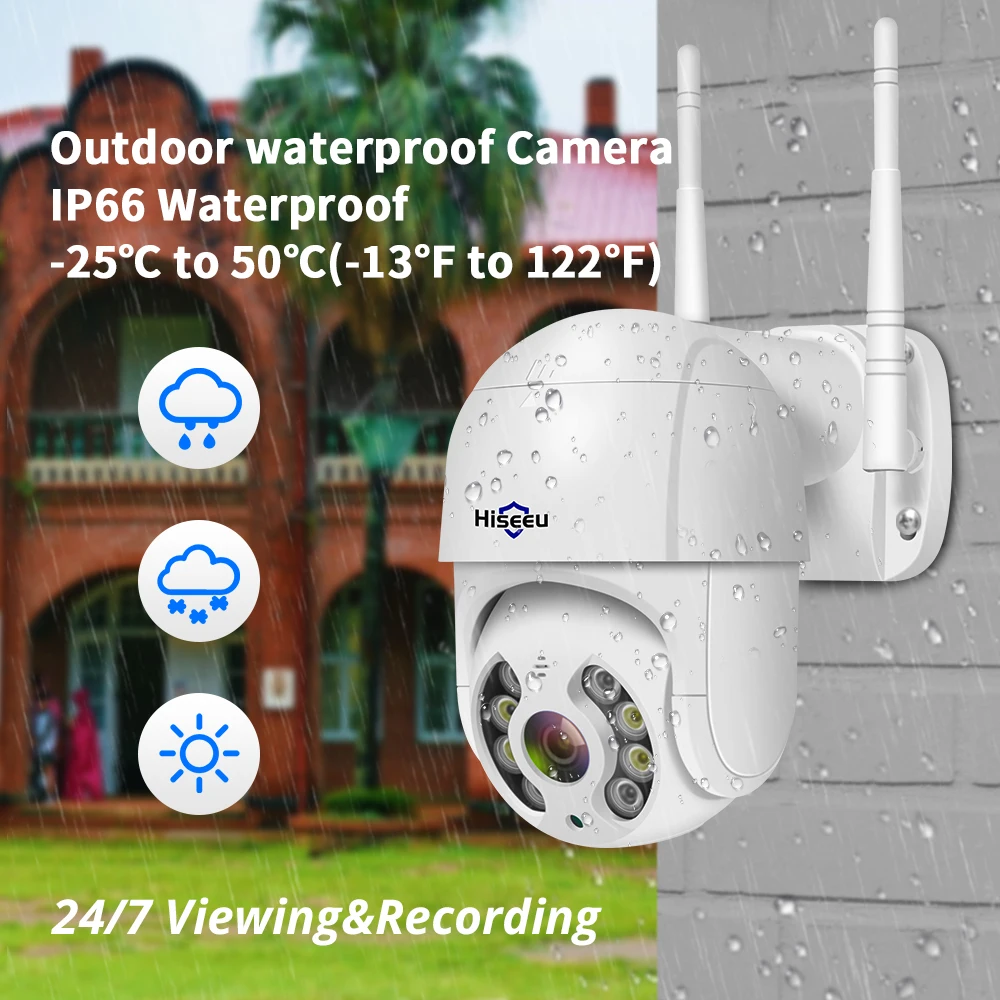

Hiseeu 3MP PTZ WIFI Camera Outdoor 1536P 1080P 5X Digital Zoom Speed Dome IP Camera Audio P2P Onvif Network CCTV Surveillance