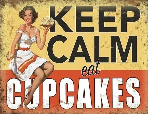 Keep Calm Eat cupcake-Bake Off Выпечка кухня металлическая стена фотография | Дом и сад