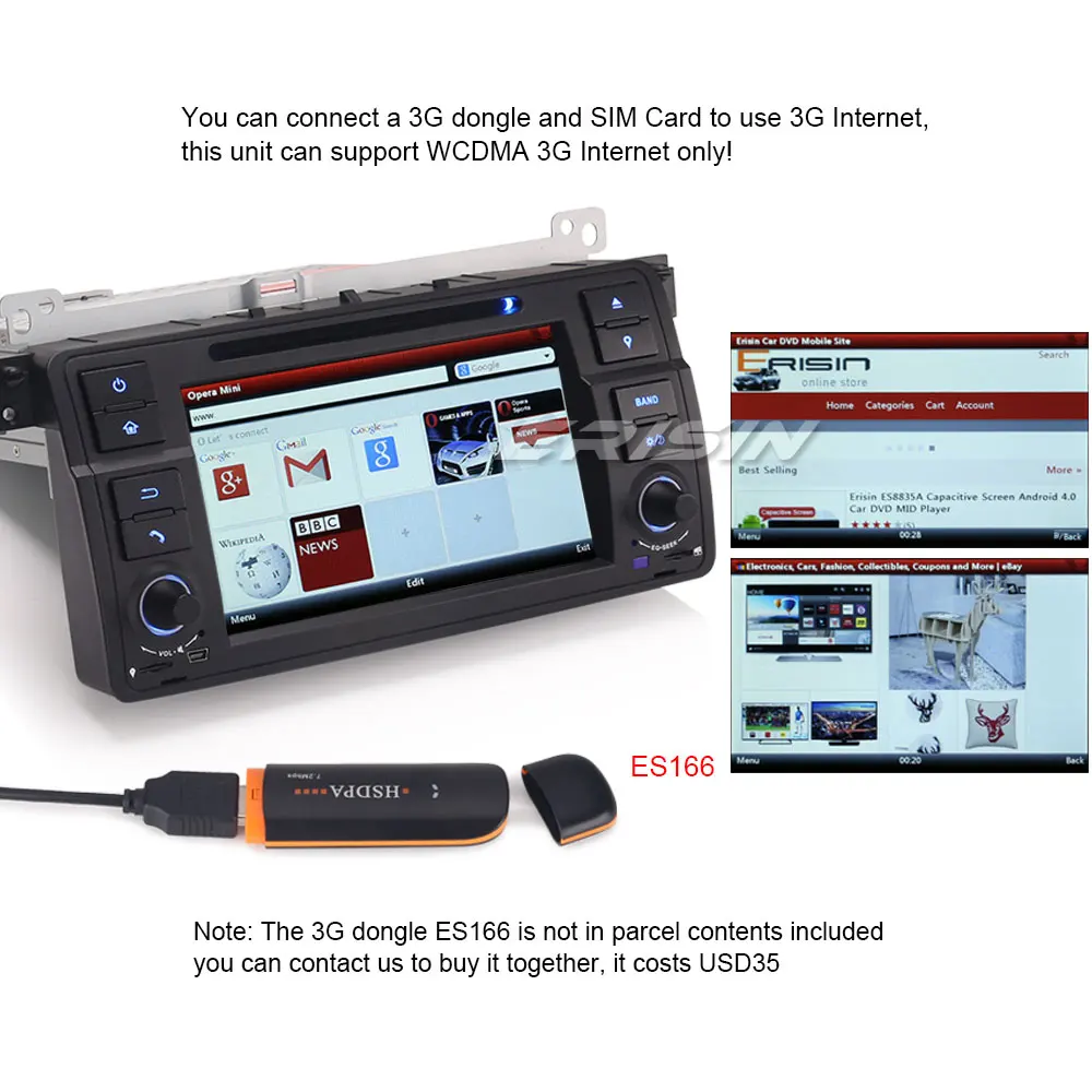 Автомагнитола Erisin GPS Bluetooth SWC DVD CD радио Авторадио DTV 3G DVR для BMW 3 серии E46 320 Rover75 MG ZT Sat