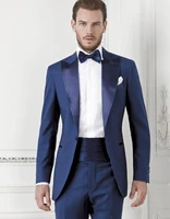 szmanlizi male costumes custom made men suits with pants navy blue peaked lapel groomsman groom tuxedos men wedding party suits