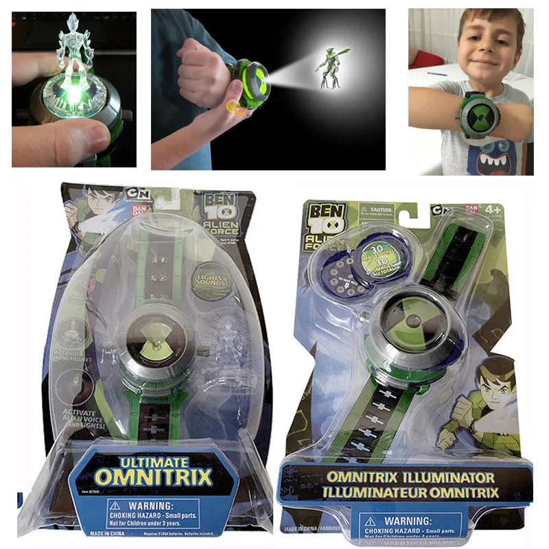 

Часы Ben10 Omnitrix с мультяшным 3d-проектором, часы, оригинальные Аниме фигурки, игрушки из ПВХ для мальчиков, детские подарки на день рождения