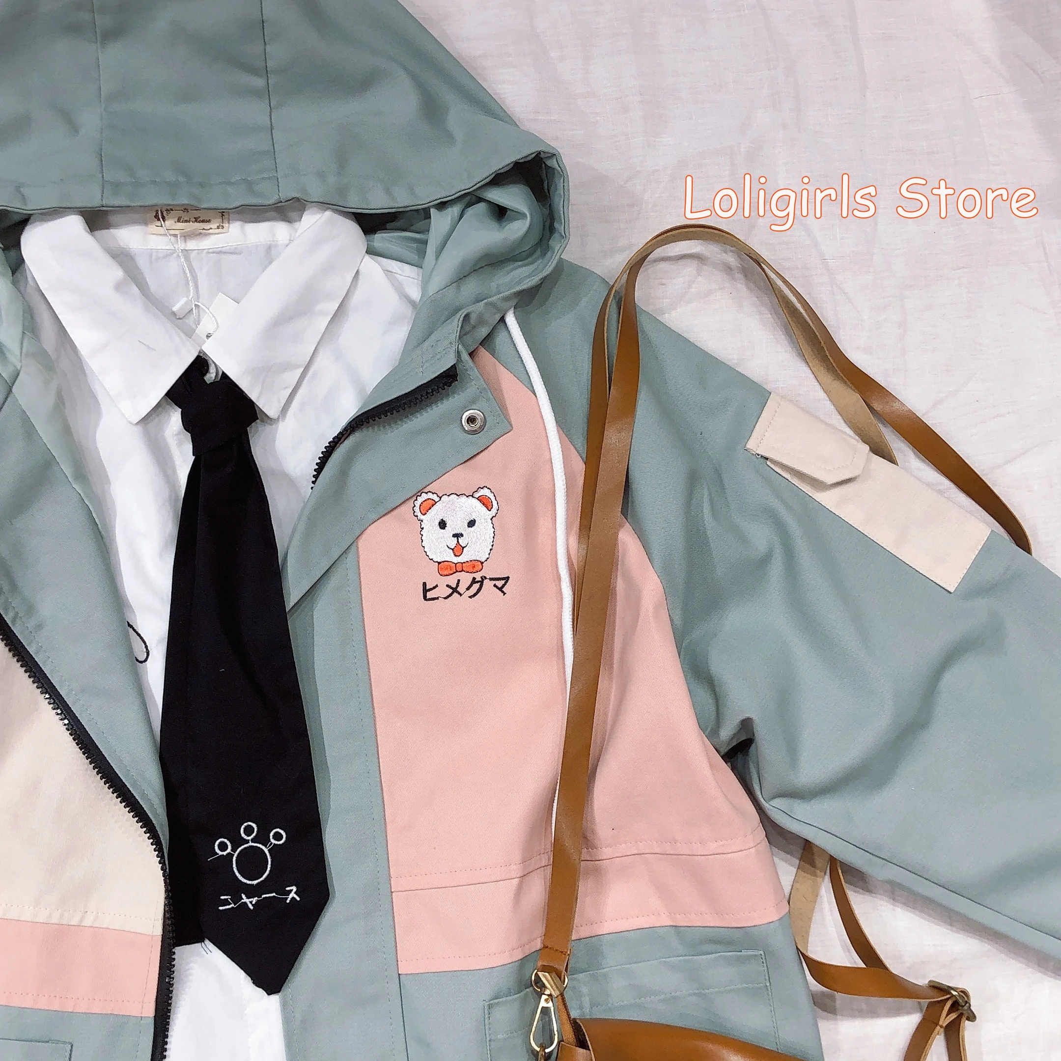 

Soft Sister Japanese Cute Hooded Coat Vitality girl Student Autumn New Sweet Cartoon Embroidery Outfit Wild Jacket Preppy Style