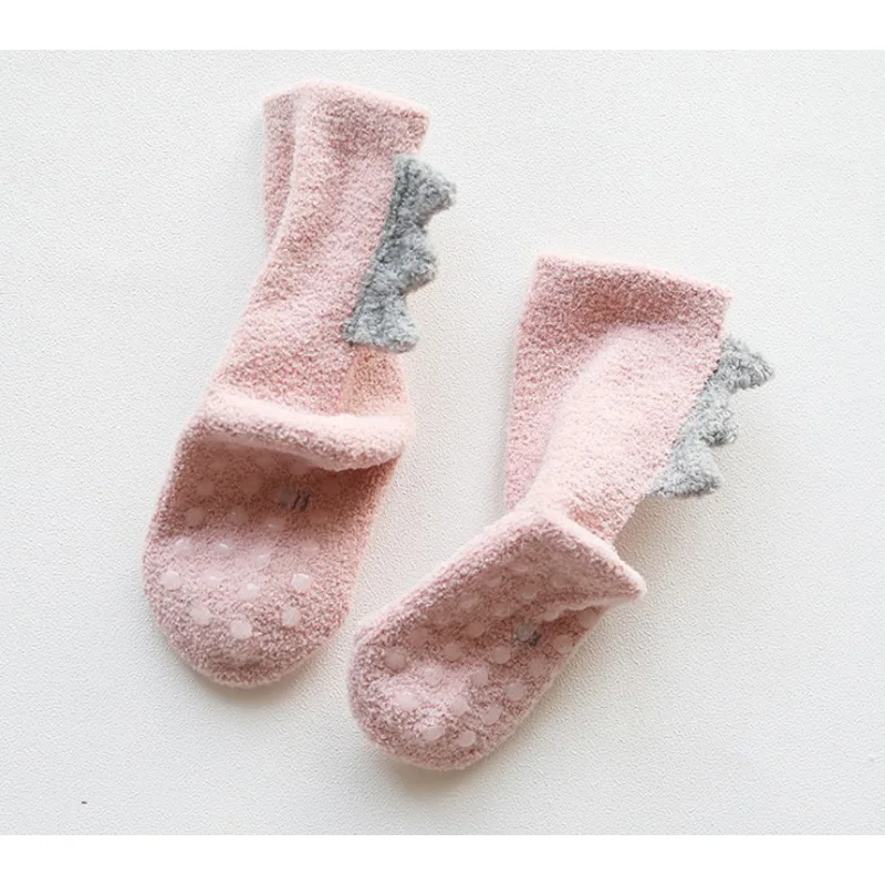 Free Shipping winter Cotton Baby Non-slip Children Coral velvet thickening Girl Boy Dinosaur Socks 3pair/lot 0-5y Unisex |