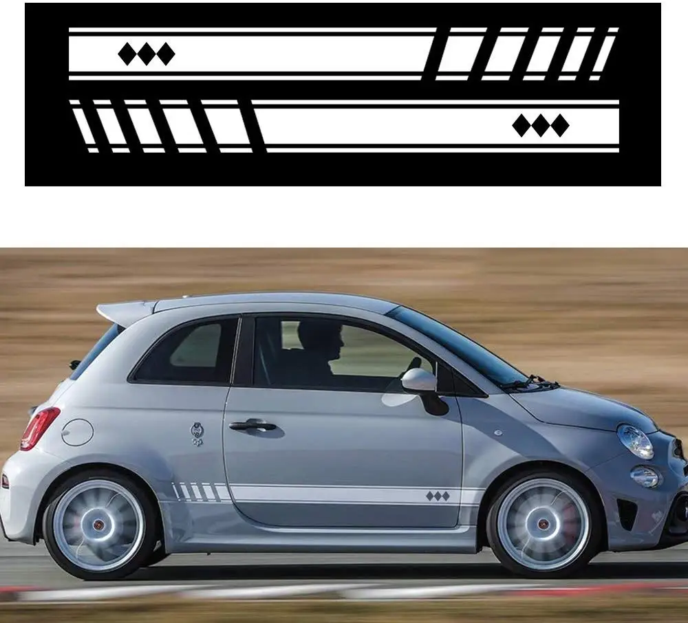 2 шт. Autotoper автомобильный боковой двери юбка в полоску Стикеры наклейки для Abarth FIAT
