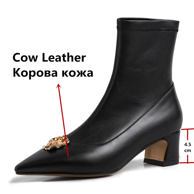 Женские ботинки FEDONAS до середины икры из натуральной кожи с острым носком на