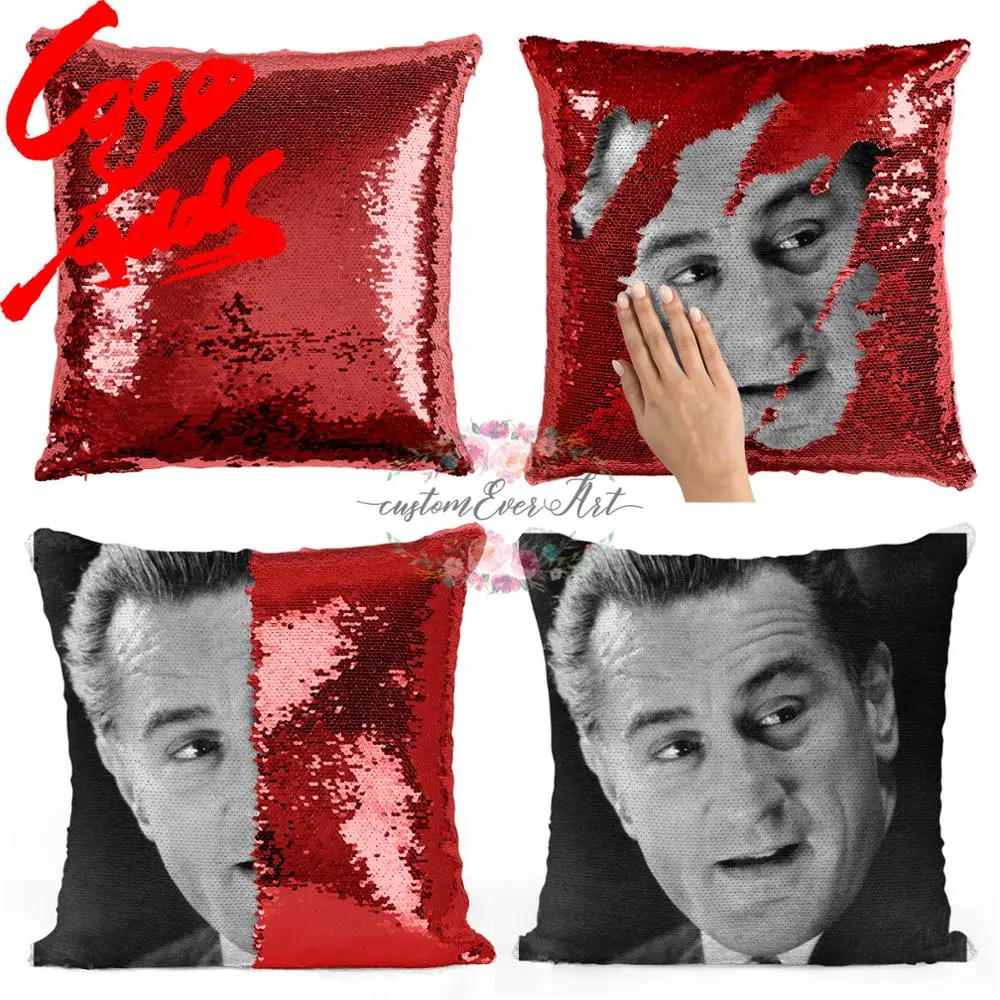 Подушка с блестками Роберт Де Ниро | Наволочка Двухцветная подушка Подарок для
