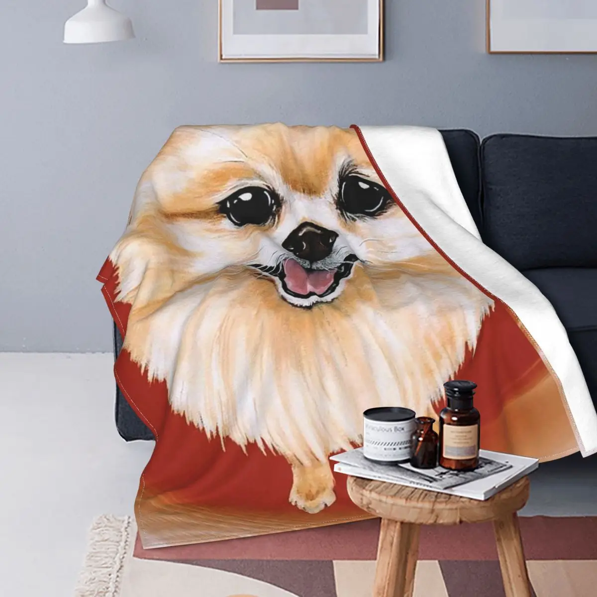 

Pomeranian Art Dog Blanket Coral Fleece Plush Decoration Cute Animal Pet Super Soft Throw Blanket for Sofa Couch Bedspread