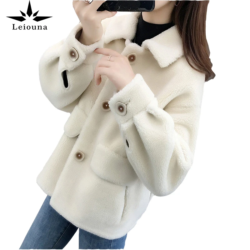 Женская короткая офисная куртка Leiouna модная меховая теплая зимняя парка с