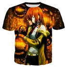 Летняя футболка с коротким рукавом в стиле Харадзюку, Мужскаяженская футболка с 3D принтом аниме Steins Gate, Мужская футболка, Повседневная Уличная одежда, пуловер, топы