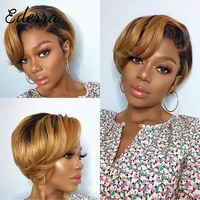 human hair wigs pixie short cut 13x1 lace front wigs brazilian remy hair wigs for black white women blonde curly
