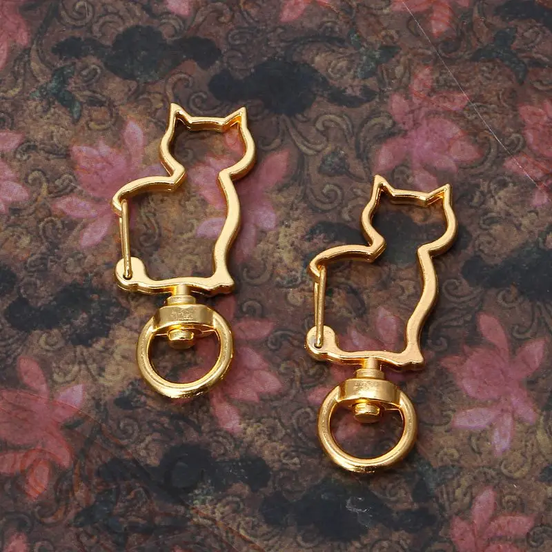 

10Pcs Cat Metal Swivel Clasps Lobster Snap Clasp Hook Keychain Jewelry Making