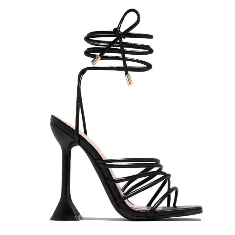 

Ladies 2022 Summer Fashion Sexy Sandals Ladies Square Toe Shoes Ankle Strap Sandals Ladies Stilettos Party Dress Shoes Women