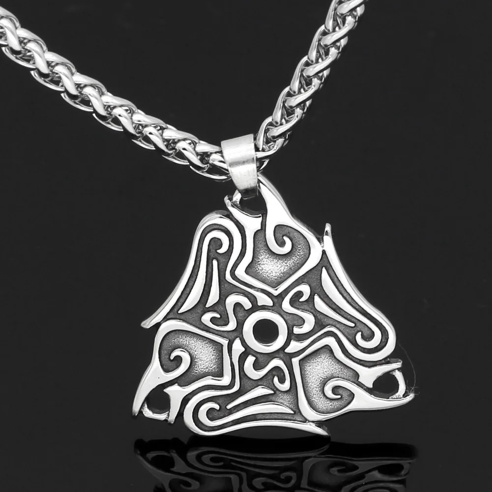 Nordic Viking odin raven stainless steel amulet pendant necklace | Украшения и аксессуары