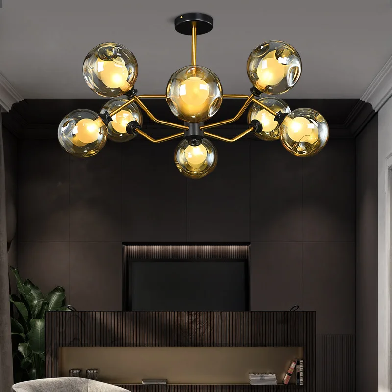 

Скандинавская светодиодная люстра в стиле лофт, стеклянная лампа для гостиной, освещение для кухни