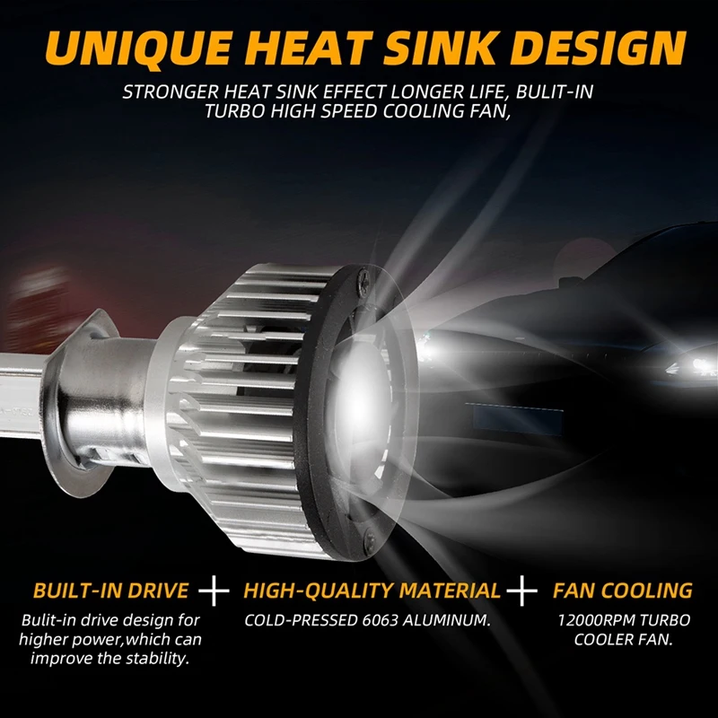 

2X H1 LED Headlight High Low Beam Kit 4000W 30000LM Bulbs White 6500K