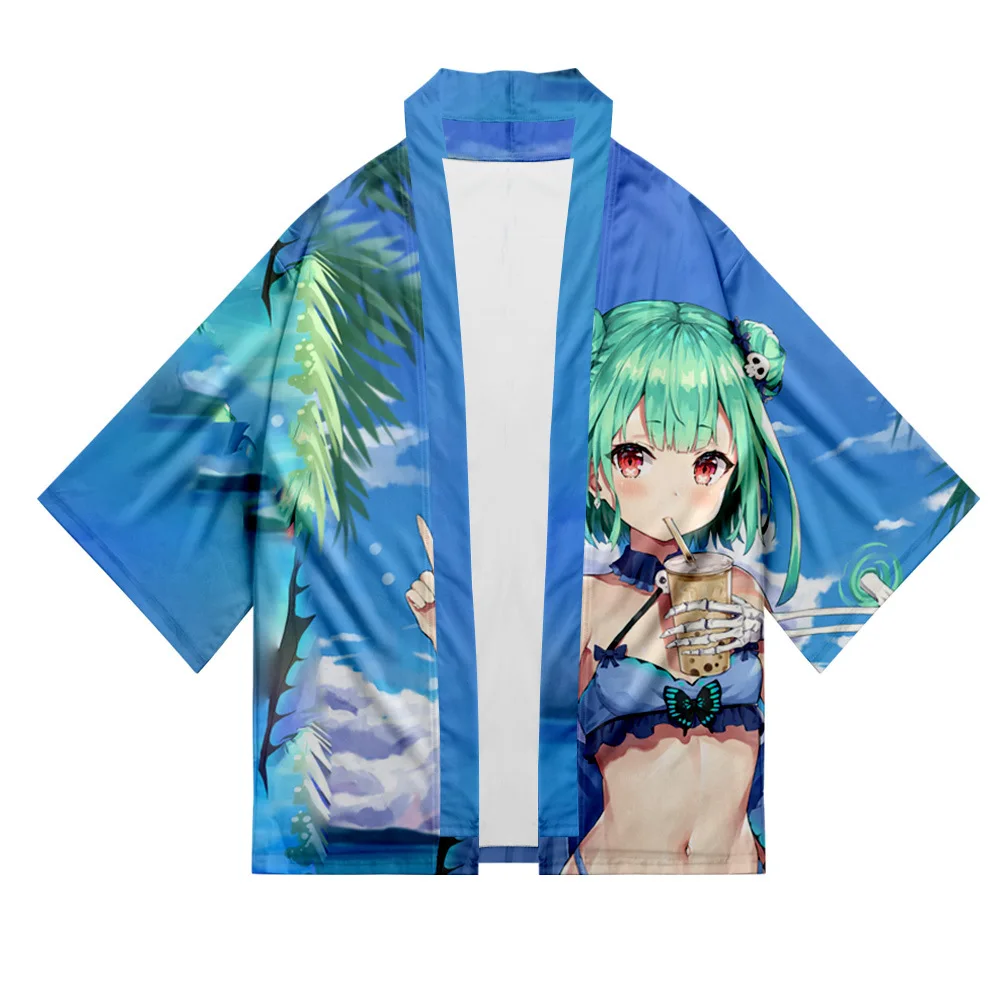 

Uruha Rushia 3D Print Anime Japanese Kimono Haori Yukata Cosplay Women/Men Fashion Summer Casual Short Sleeve Streetwear Shirt