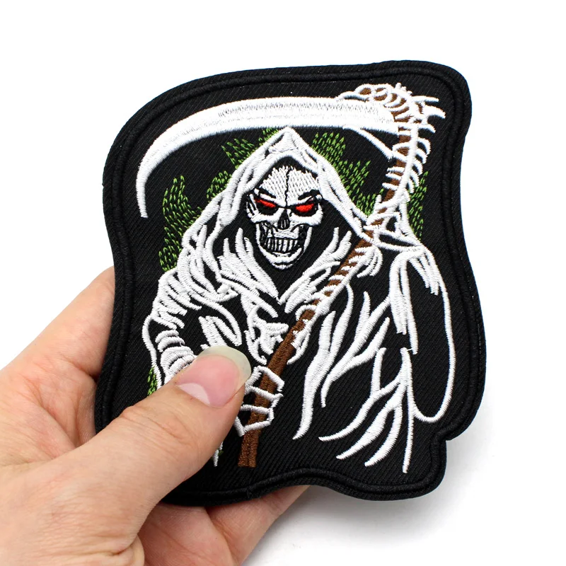 Черные вышитые нашивки в виде черепа смерти для одежды сделай сам полосатая
