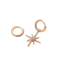 korean asymmetric cubic zirconia hoop earrings for women star designs female delicate earrings fashion jewelry love gifts