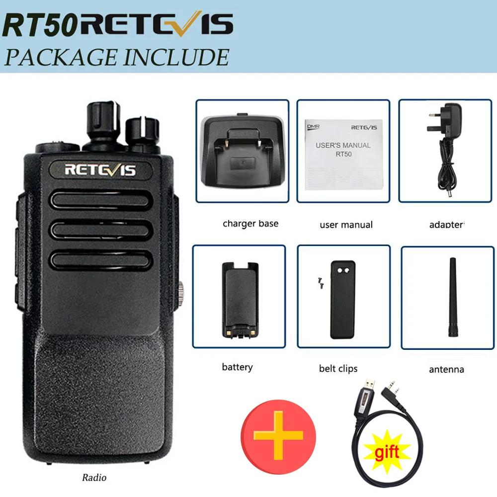 Высокая мощность DMR радио цифровой IP67 водонепроницаемый Walkie Talkie Retevis RT50 дисплей UHF VOX портативный двухсторонний радио Walkie-Talkie