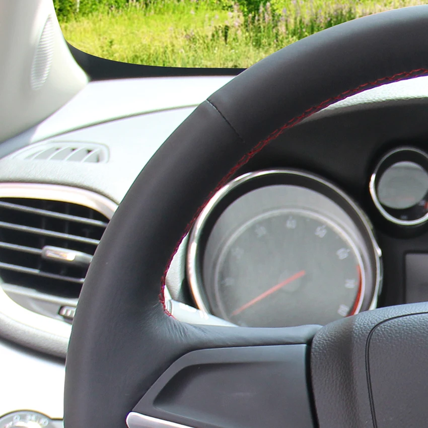 

LQTENLEO Black Artificial Leather Car Steering Wheel Cover For Opel Mokka Cascada 2012-2019 Insignia 2008-2013 Meriva (B) Ampera