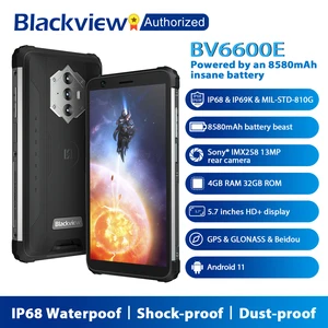 blackview bv6600e ip68ip69k waterproof 4gb32gb dual 4g rugged smartphone 5 7 android 11 nfc 8580mah battery mobile phone free global shipping