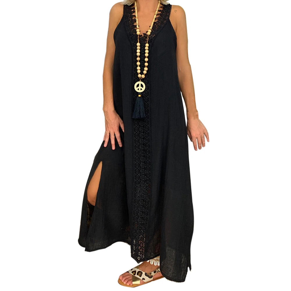 Богемное платье для женщин летнее размера плюс без рукавов праздничное с