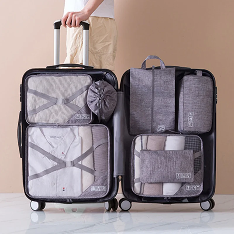 

7pcs/Set Travel Bag Waterproof Packing Portable Cosmetic Clothes Sort Case Luggage Organizer Digital Bag Storage Shoe Underwear