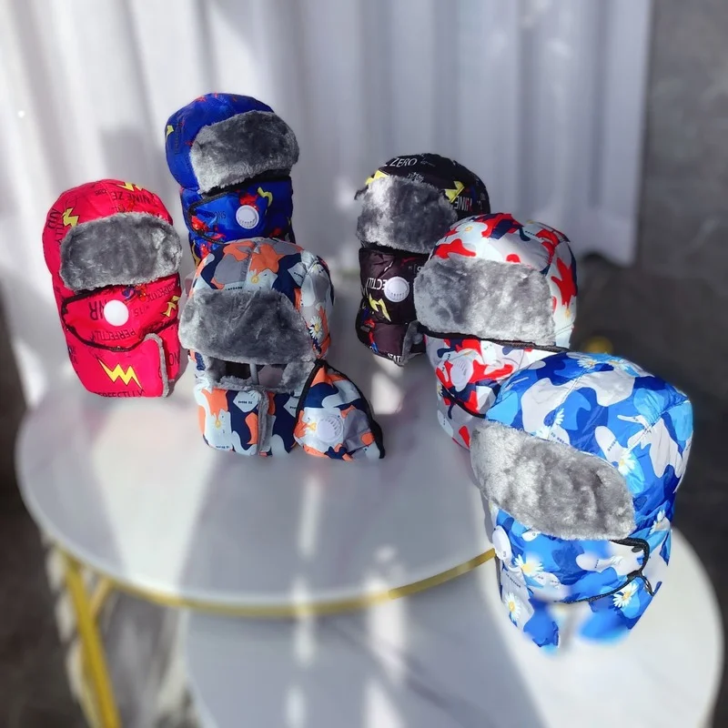 

New Children Hooded Hats Cotton Velvet Thickened Ear Cap Baby Hat Autumn Winter Bomber Hat Designer Bonnet Ski Maks