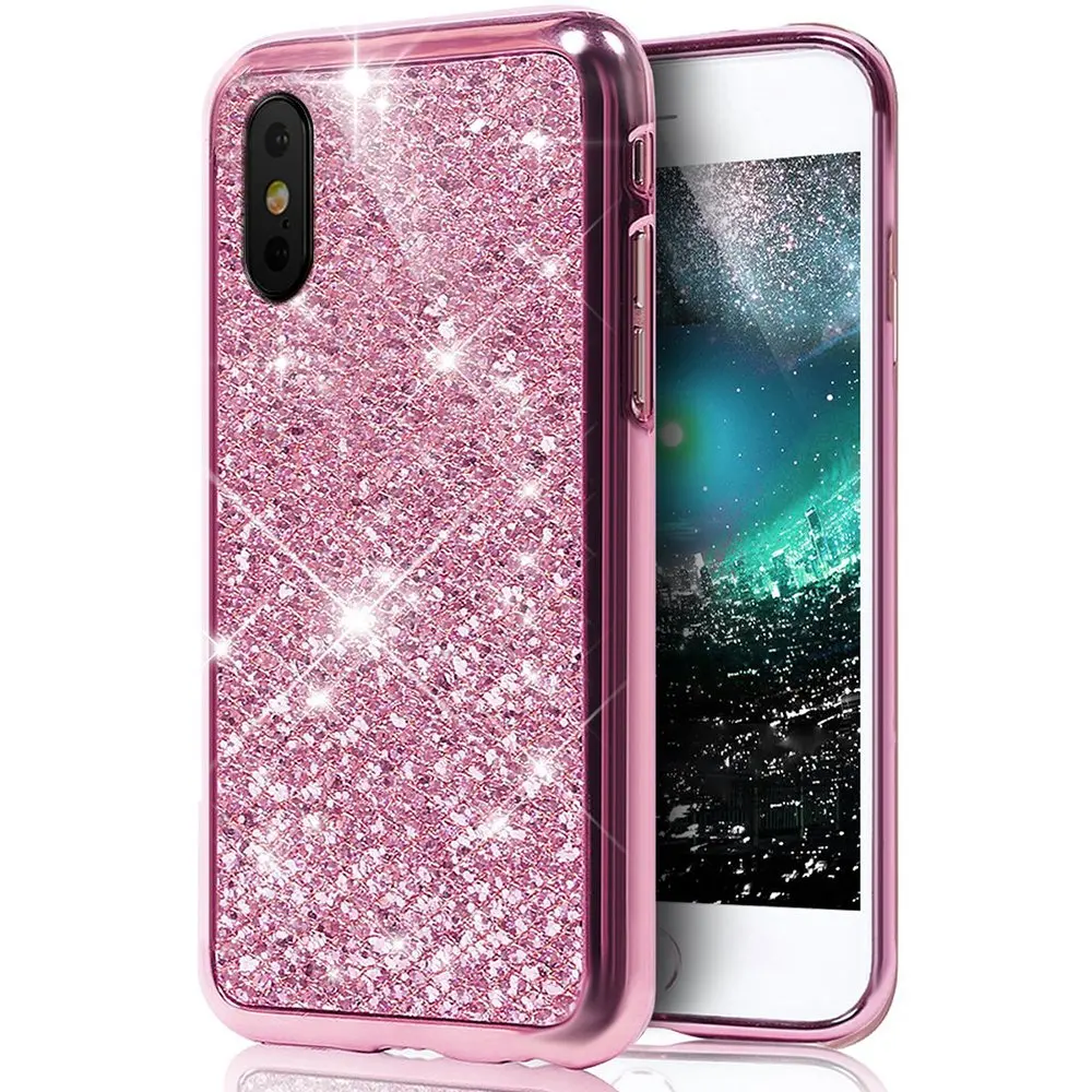 Rose Блестящий сверкающий мягкий чехол для samsung Galaxy S10 Plus S10e S9 A20 A30 A50 A70 Модный Блестящий чехол для женщин и девушек - Цвет: Rose