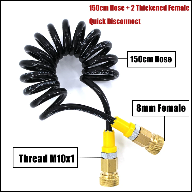 

PCP Airforce Pneumatics 150cm Long Nylon Durable Air Hose Air Filling Pump High Pressure Remote Hose M10x1 Male Thread