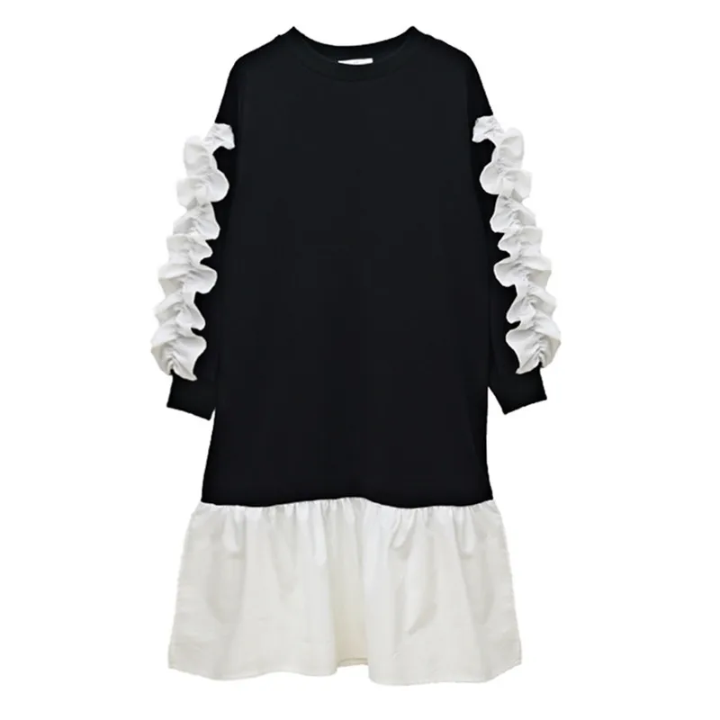 Детское и подростковое платье с оборками на рукавах для девочек от 4 до 16 лет
