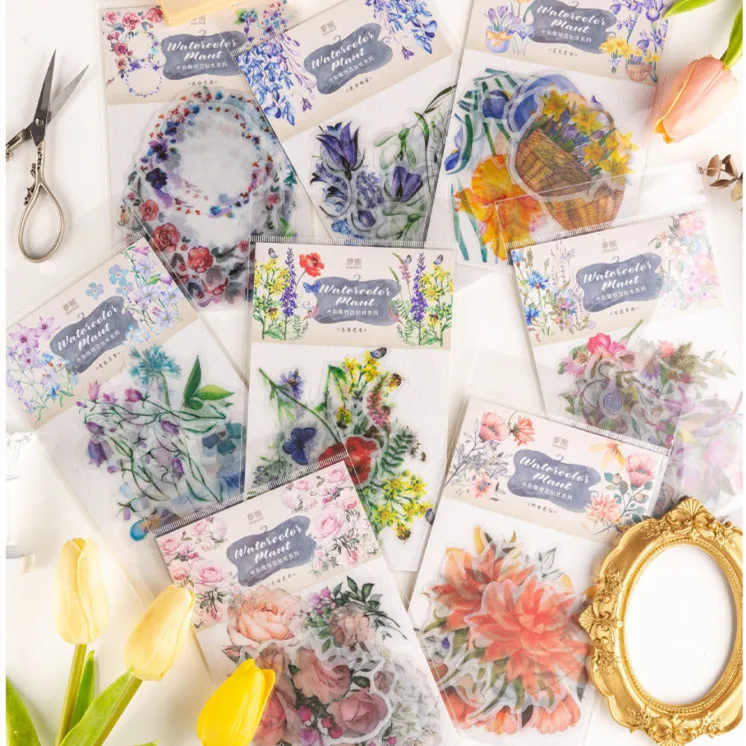 

Прозрачные декоративные наклейки для домашних животных, цветы, серия растений, наклейки для украшения дневника, скрапбукинга, 20 шт.