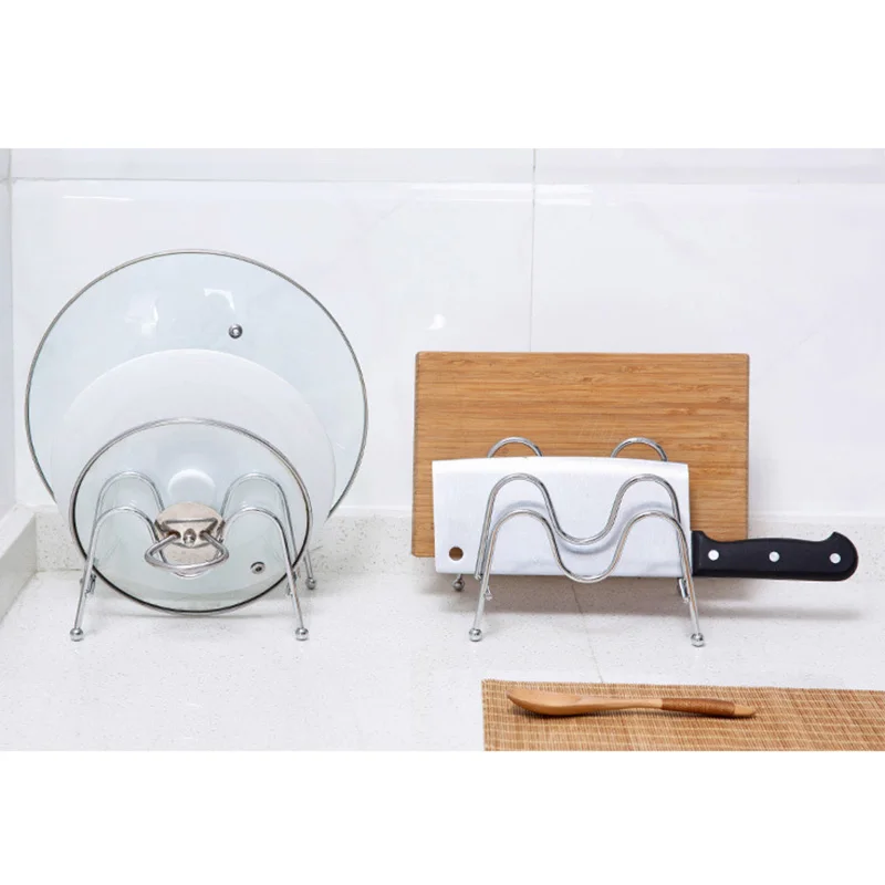 

Pot Lid Storage Rack Iron Bracket Sitting Kitchen Cutting Board Pot Lid Storage Rack For Home Kitchen Storage Accessories