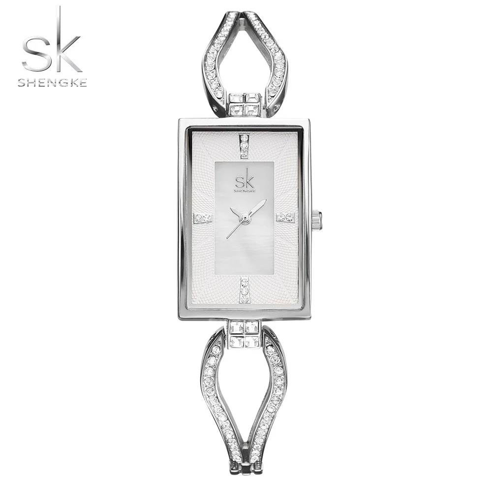 Shengke женские наручные часы со скелетом бриллиантовый браслет циферблат Стразы