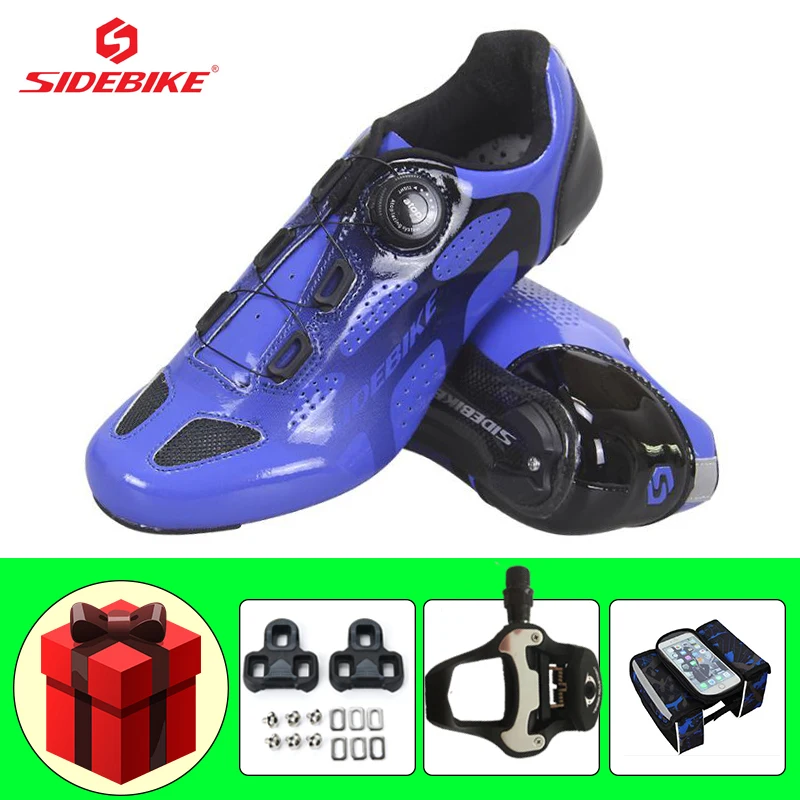 

SIDEBIKE Carbon Road Bike Shoes Breathable Ultra-light Riding Bicycle Footwear Add Pedals Cleats Self-locking Cycling Sneakers