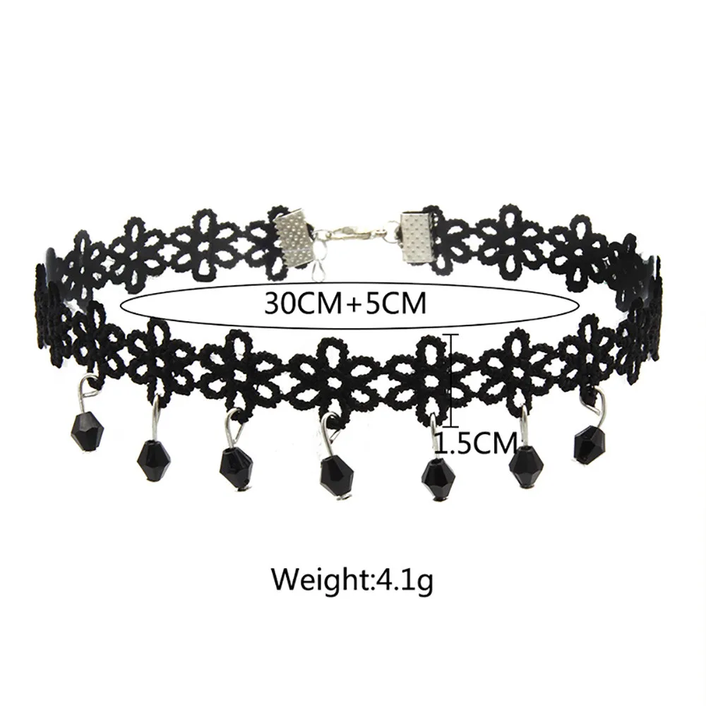 

vintage Women Necklaces 7 Pieces Choker Necklace Set Stretch Velvet Classic Gothic Tattoo Lace Choker