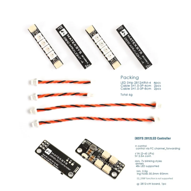 Система Matek WS2812ARM 5V 2-6S 4 Светодиодный модуль управления BEC WS2812 Светодиодная лента RC