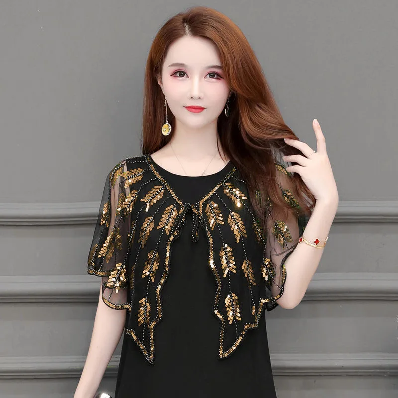 Женская винтажная шаль с блестками прозрачная сетчатая в стиле ретро 1920-х годов