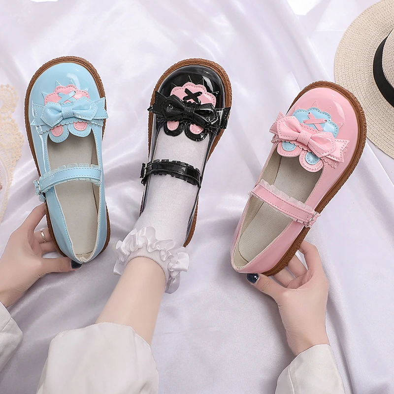 

2022 Kawaii Lolita shoes Cute JK uniform shoes Japanese school uniform high heels NEW Vintage College Girls Mary Jane Shoes
