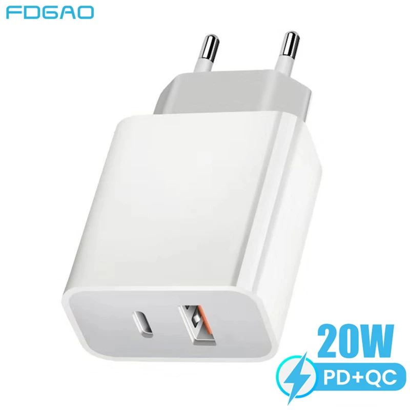 Зарядное устройство для телефона 20 Вт PD USB быстрая зарядка для iPhone 14 13 12 11 8 Xiaomi Samsung Plug Type C Quick Charge 3,0 дорожный настенный адаптер