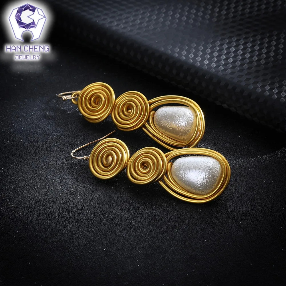 HanCheng новые модные массивные большие висячие серьги ручной работы с