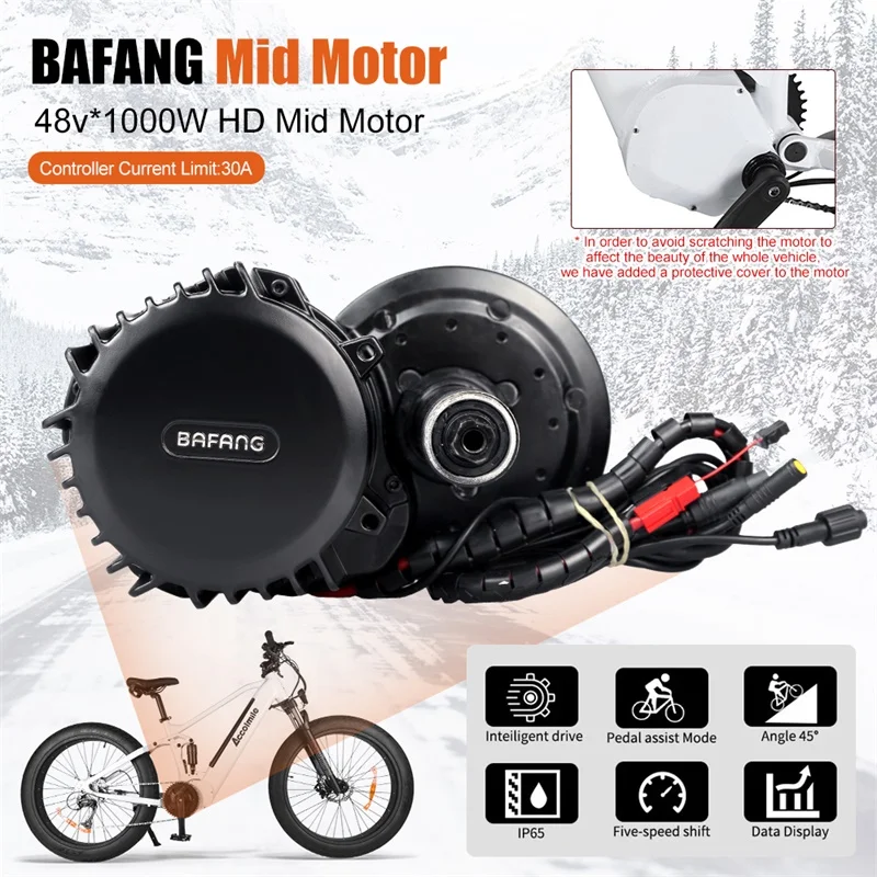 Kaufen 2020 Neue Elektrische Schnee Bike 1000W 4,0 Reifen Fett Strand Fahrrad 12,8 AH Lithium-LG Zelle Ebike Batterie 48V BBSHD Mitte Antrieb Motor Kit