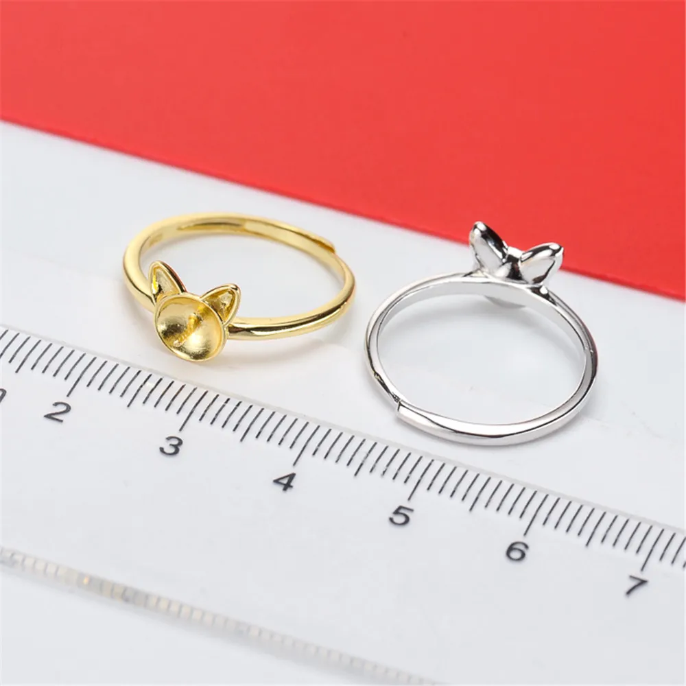 

S925 Sterling Silver Adjustable Ring Settings Base Blank Jewelry Findings Fit Half Hole Pearl DIY Women Ring Making Accessories