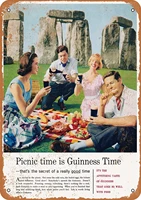 wallcolor 10 x 14 metal sign 1957 guinness picnic at stonehenge vintage look