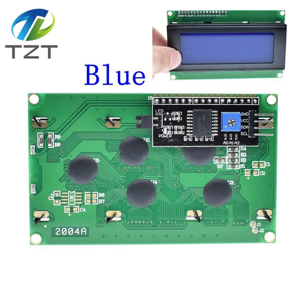 1 шт. lcd 2004+ igc 2004 20x4 2004A синий/зеленый экран HD44780 символ lcd/w IIC/igc последовательный интерфейс модуль адаптера - Цвет: I2C LCD2004 Blue