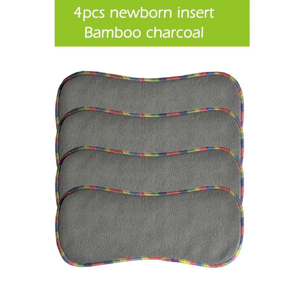 4 newborn inserts 4 шт. счастливые флейты новорожденных пеленки NB M OS тканевые карманные подгузники бамбуковый уголь подкладка водонепроницаемый PUL внешний - Цвет: 4 newborn inserts