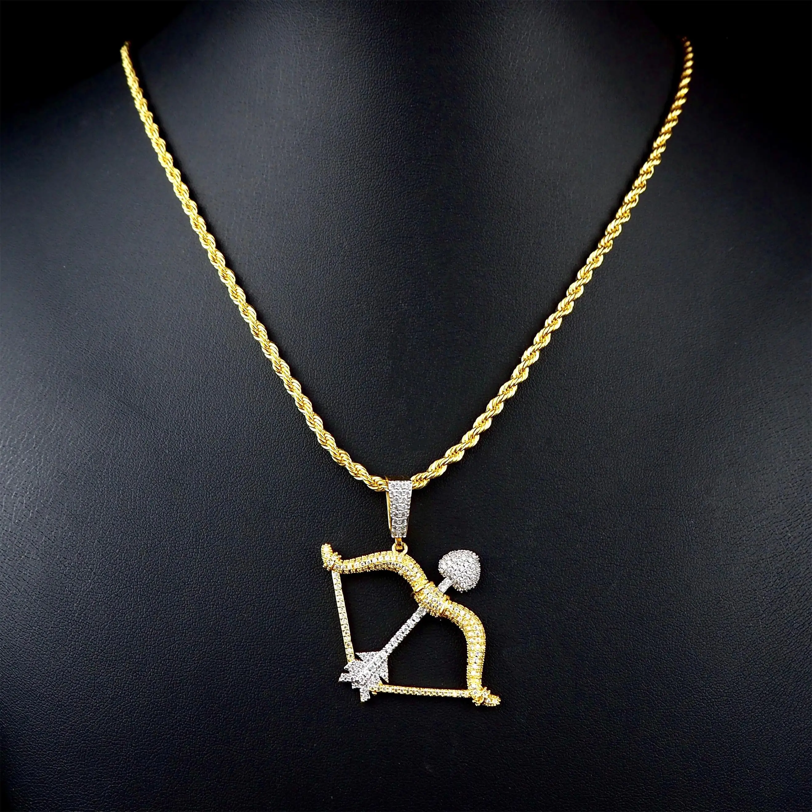 Модное ювелирное изделие в стиле хип-хоп золото и серебро два цвета Амур форме