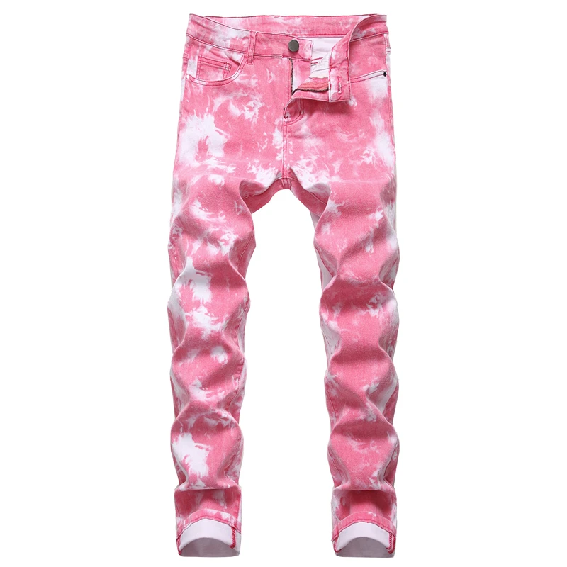 Fashion Men's Painted Skinny Jeans Digital Print Designer Elastic Pants High Quality Graffiti Slim Stretch | Мужская одежда
