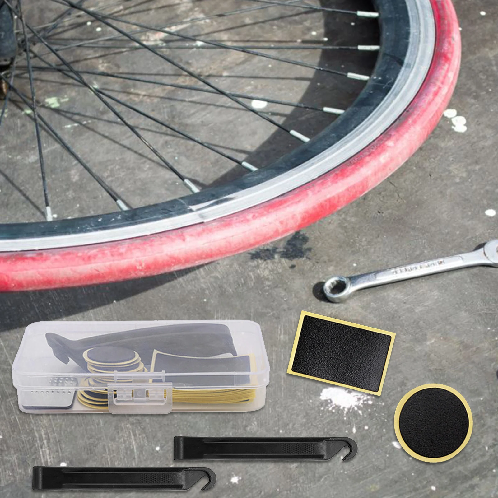 

30pcs 1.2inch D Round/Square Rubber Bicycle Tire Patch Cycle Repair Tools Cycling Bike Tire Tyre Inner Tube Repair Tool Kit